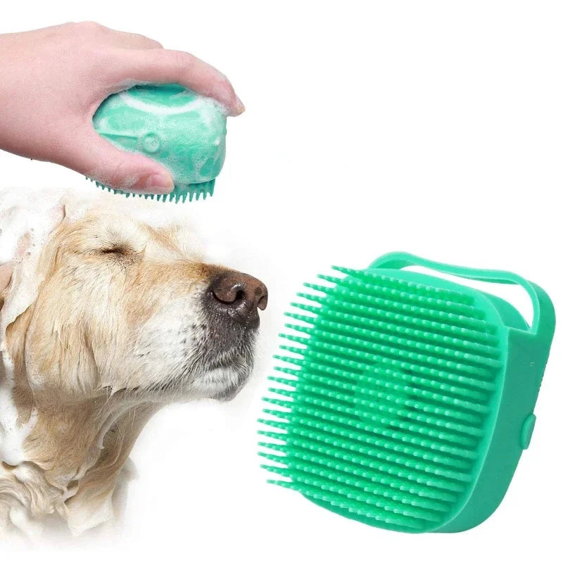 Escova de Banho e Massagem 2 em 1 para Cães e Gatos – 80ml | Silicone Macio e Seguro